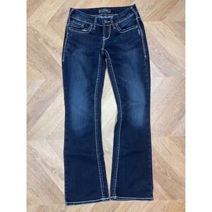 Silver Jeans Co Aiko Bootcut‎ Dark Wash Contrast Stitch Jeans W26